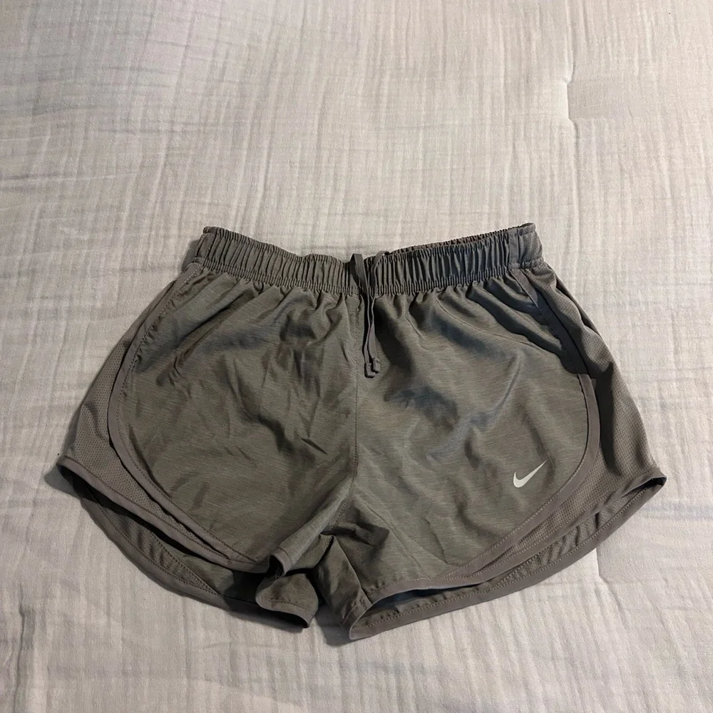 Nike Women's Grey Athletic Shorts with Swoosh